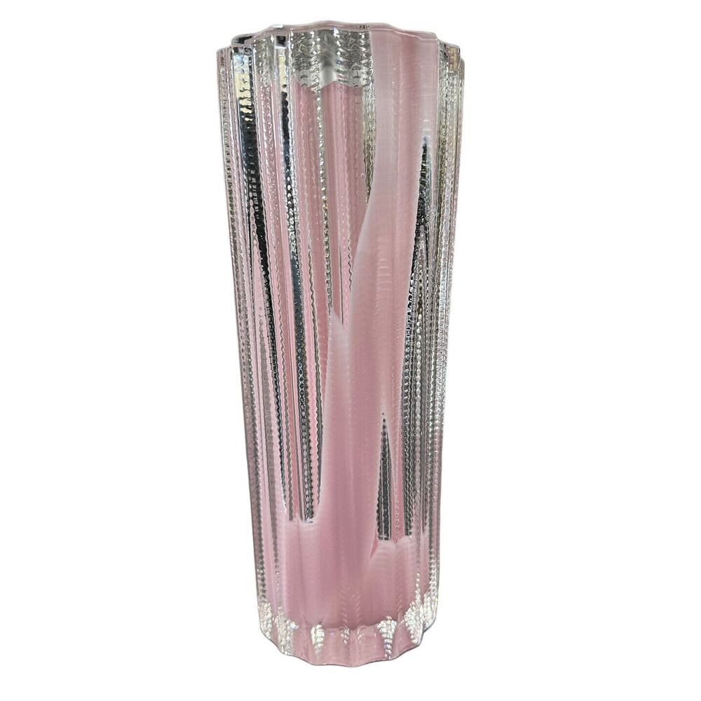 Matt Kolbrener - New Hand Blown Pink Splash Threaded Vase OOAK‎ Signed Dated 10”